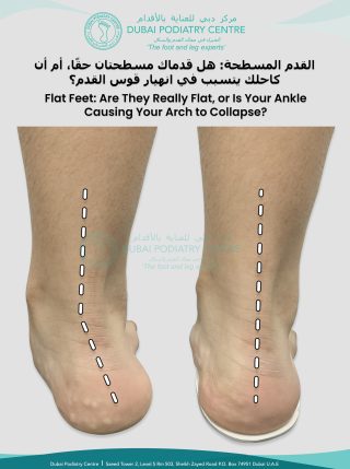 Rear view comparing ankle and heel alignment, illustrating how inward ankle lean can contribute to a lowered foot arch